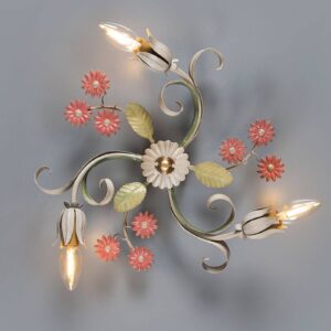 Svítidlo Ferro Luce krémová/zelená/červená železo