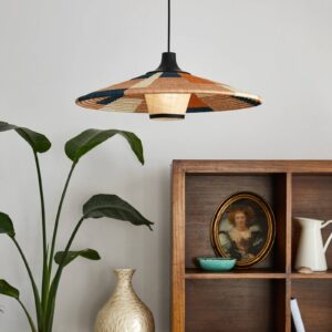 Svítidlo Forestier písková/modrá/béžová ratan/abacá