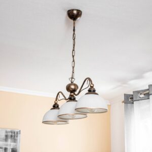 Svítidlo Jupiter starožitná mosaz/bílý kov/sklo