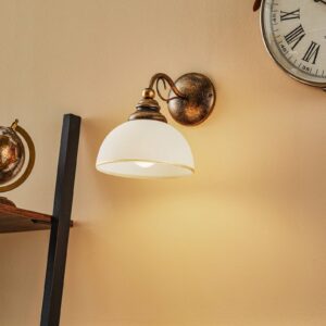 Svítidlo Jupiter starožitná mosaz/bílý kov/sklo