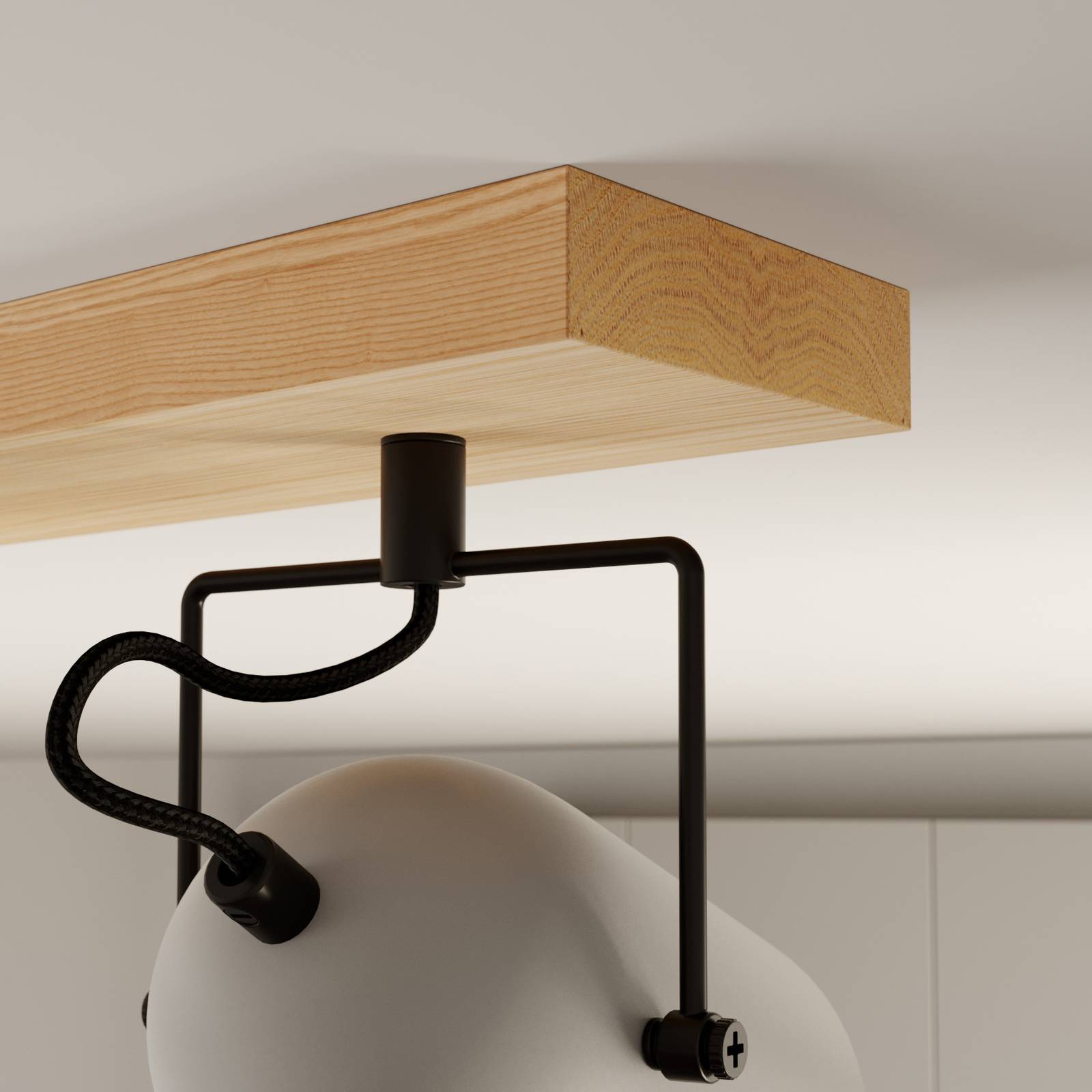 Lindby Adalin stropní světlo, tři zdroje, šedá, Obývací pokoj / jídelna, dub, ocel, E14, 40W, P: 50 cm, L: 16 cm, K: 19cm - Image 3