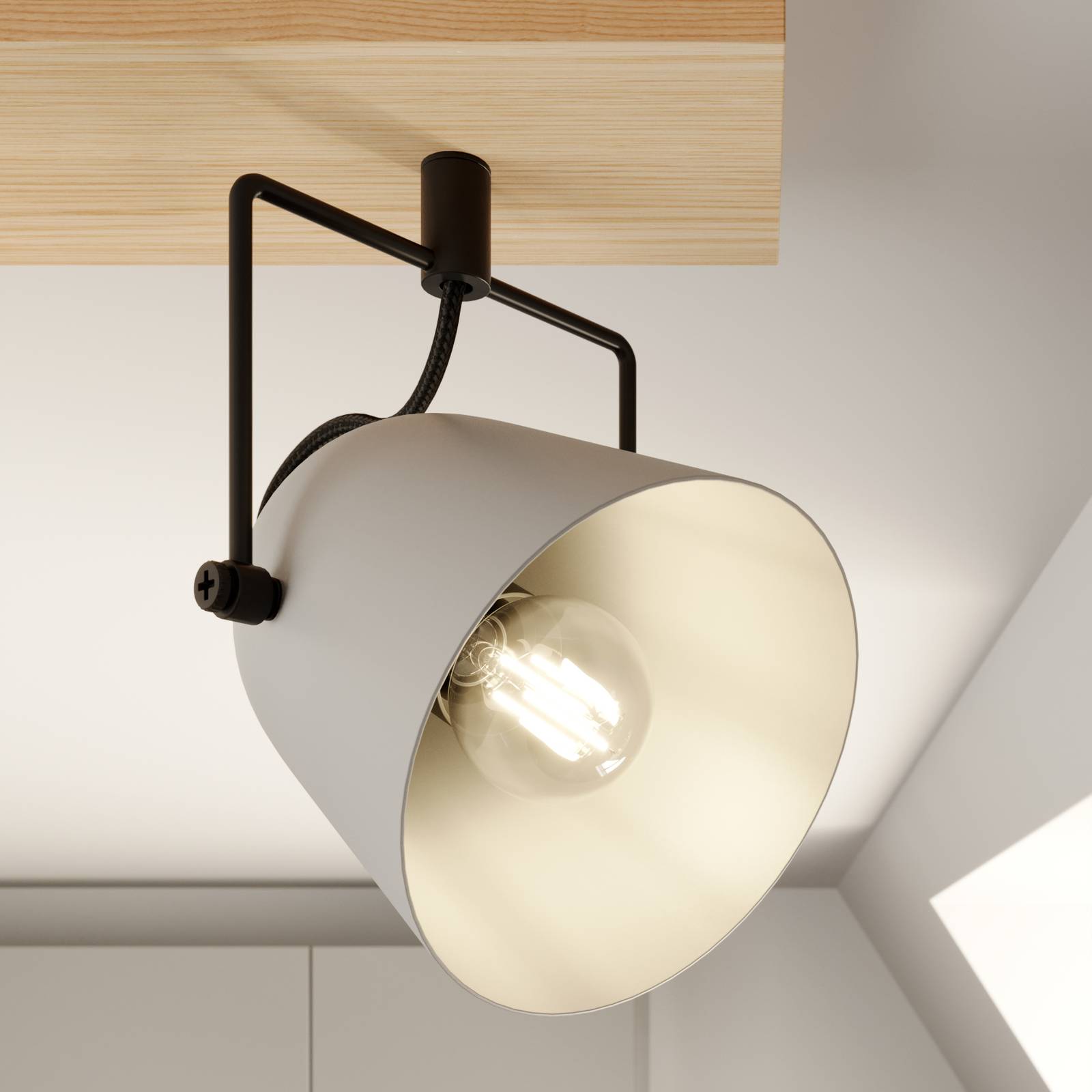 Lindby Adalin stropní světlo, tři zdroje, šedá, Obývací pokoj / jídelna, dub, ocel, E14, 40W, P: 50 cm, L: 16 cm, K: 19cm - Image 4