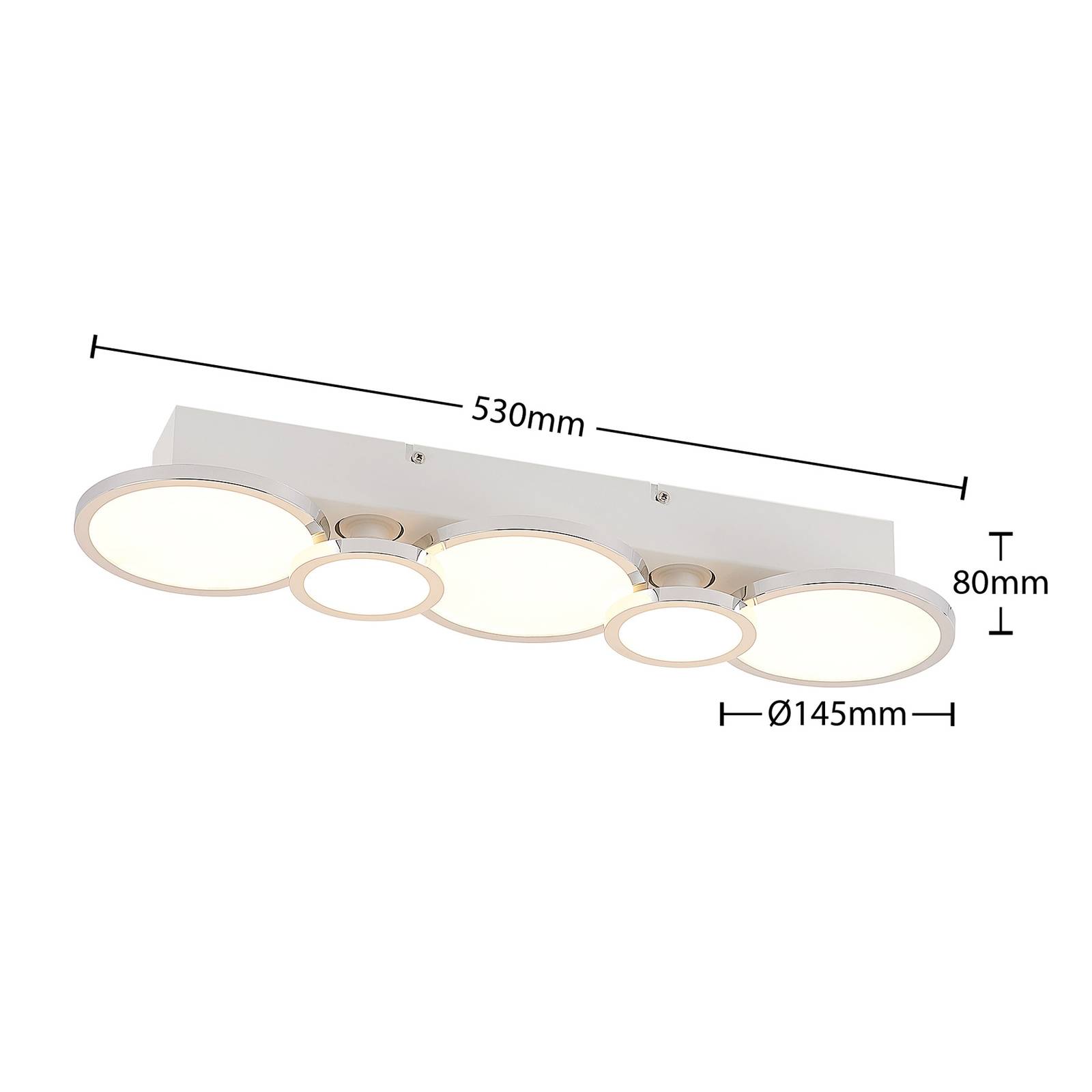 Lindby Amuria LED stropní svítidlo pět zdrojů, Obývací pokoj / jídelna, železo, GU10, P: 44 cm, L: 6 cm, K: 8cm - Image 3