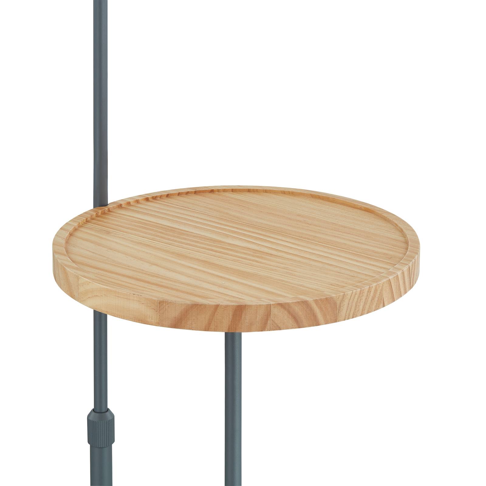 Lindby Berami stojací lampa s policí, antracit, Obývací pokoj / jídelna, železo, borové dřevo, E27, 15W, L: 30 cm, K: 150cm - Image 4