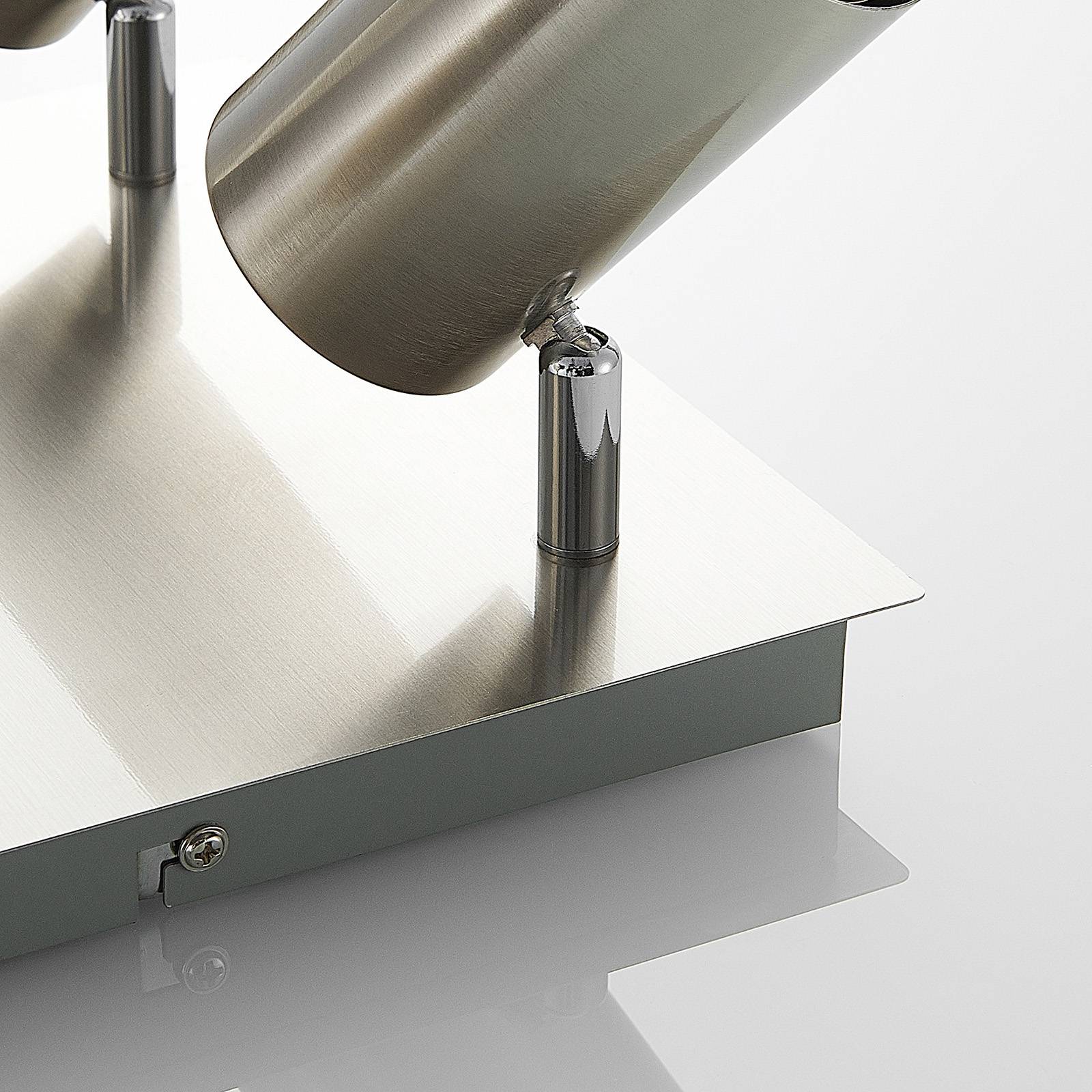 Lindby Joffrey stropní světlo, čtyřžárovkové, nikl, Obývací pokoj / jídelna, kov, GU10, 35W, P: 24 cm, L: 24 cm, K: 12.5cm - Image 4