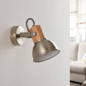 Svítidlo Lindby nikl satinovaný/světlé dřevo kov/dřevo