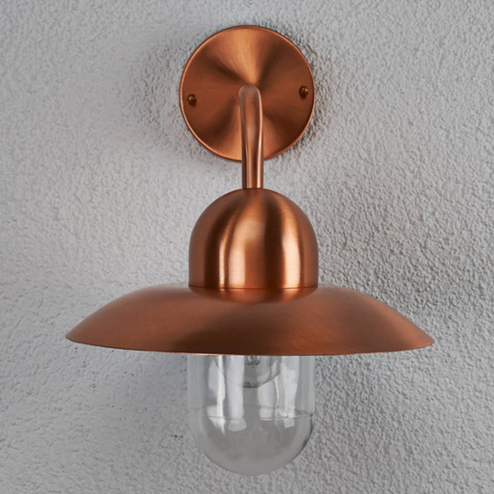 Lindby Nástěnné světlo Camila venkovní, měděné zbarvení, kov, sklo, E27, 60W, L: 27 cm, K: 33.5cm - Image 2