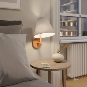 Svítidlo Lucande šedá/dub tmavý vlněná plsť/dřevo