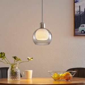 Svítidlo Lucande nikl/bílá/kouřově šedá železo/sklo