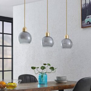 Svítidlo Lucande mosaz/kouřová šedá/bílá železo/sklo