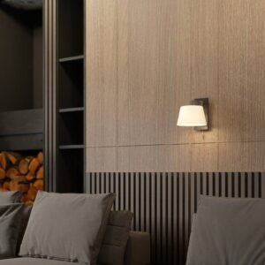 Svítidlo Lucande bílá/černá/niklová matná sklo/dřevo/železo