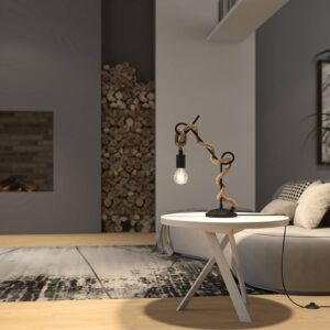 Svítidlo Lucande černá/světle hnědá železo/lano