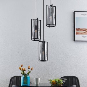 Svítidlo Lucande kouřově šedá/černá sklo/ocel