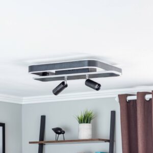 Svítidlo Lucande černé/kartáčované železo/hliník/akryl/silikon