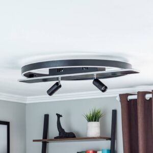 Svítidlo Lucande černé/kartáčované železo/hliník/akryl/silikon