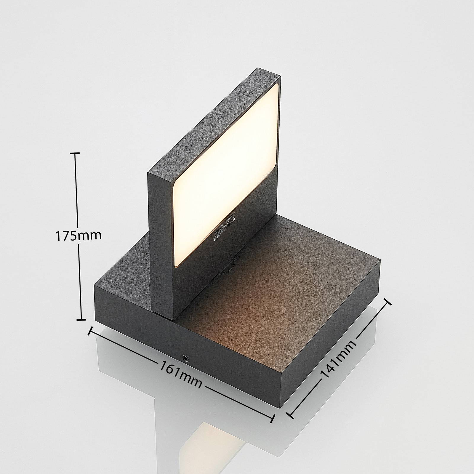 Lucande Venkovní nástěnná LED lampa Silvan, tmavě šedá, hliník, plast, 12W, L: 14 cm, K: 16.1cm - Image 3