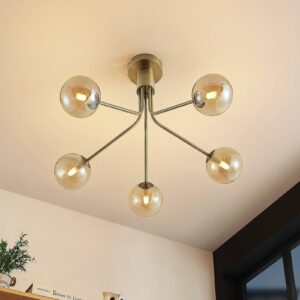 Svítidlo Lucande patinovaná mosaz/jantar ocel/sklo