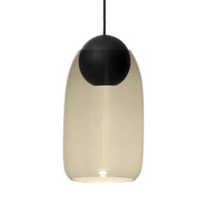 Svítidlo MATER černá/průhledná kouřově šedá lipové dřevo/foukané sklo