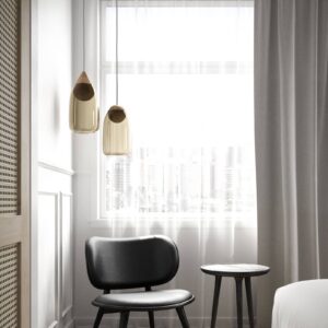 Svítidlo MATER dřevo světlé/kouřově šedá-transparentní lipové dřevo/foukané sklo