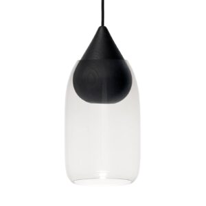 Svítidlo MATER černý/čirý lipové dřevo/foukané sklo