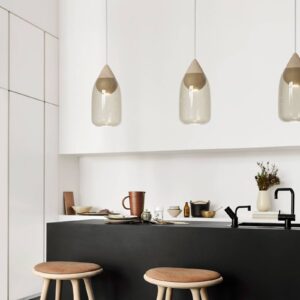 Svítidlo MATER dřevo světlé/kouřově šedá-transparentní lipové dřevo/foukané sklo