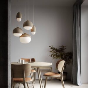 Svítidlo MATER dřevo světlé/opálová lipové dřevo/foukané sklo