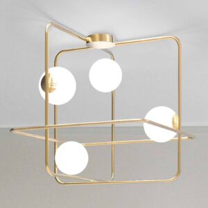 Svítidlo Marchetti zlatá satinovaná/bílá kov/sklo