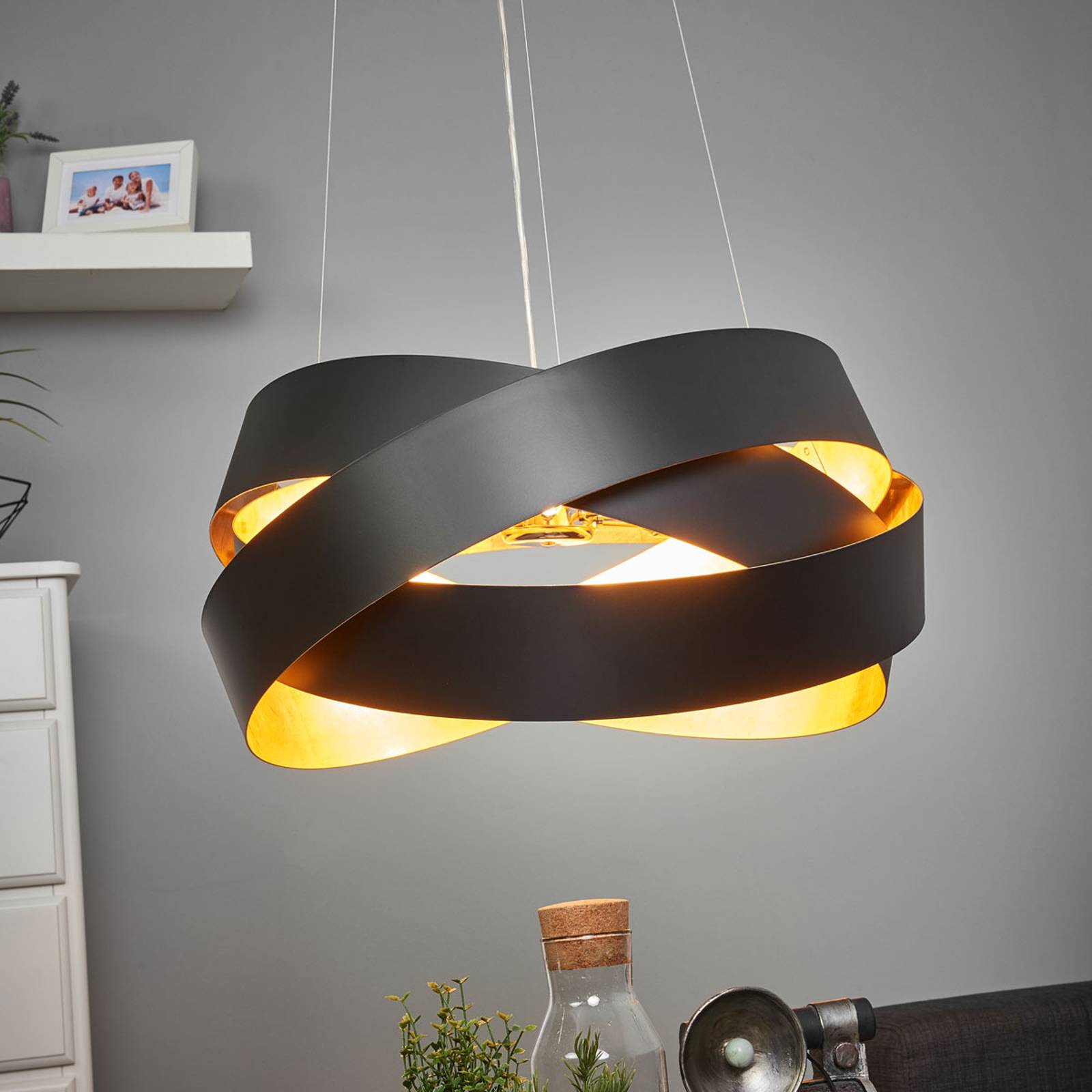 Svítidlo Marchetti černá/zlatá kov/pozlátko