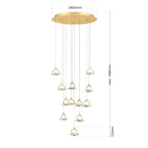 Svítidlo Orion zlatá/transparentní ocel/K9 křišťálové sklo