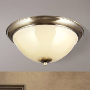 Svítidlo Orion starobylá mosaz/krémová lesklá ocel/sklo