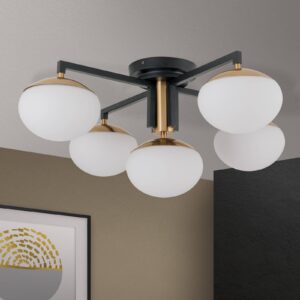 Svítidlo Orion mosaz/černá/opálová matná ocel/sklo