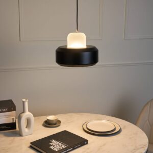 Svítidlo Pauleen černá/bílá kov/sklo/textil