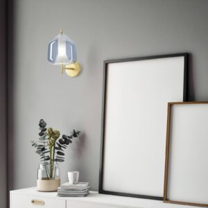 Svítidlo Sforzin světle modrá-průhledná/zlatá sklo/kov