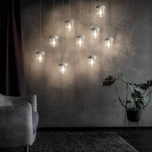 Svítidlo UMAGE bílá/leštěná ocel/čirá sklo/silikon/hliník/plast