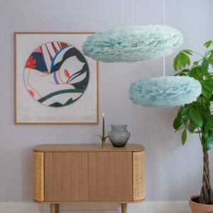 Svítidlo UMAGE světle modrá husí peří/papír/ocel