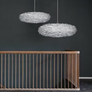 Svítidlo UMAGE světle šedá husí peří/papír/ocel