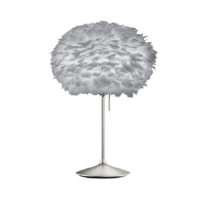 Svítidlo UMAGE světle šedá/ocel kartáčovaná husí peří/papír/hliník/ocel/plast