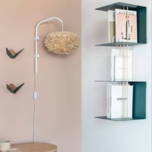 Svítidlo UMAGE bílá/světle hnědá ocel/hliník/husí peří/lepenka