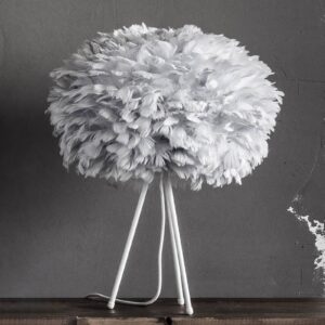 Svítidlo UMAGE světle šedá/bílá husí brka/hliník/papír