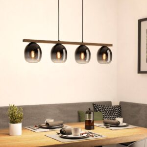 Svítidlo EGLO kouřově šedá-transparentní/tmavé dřevo/černá sklo/dřevo/ocel