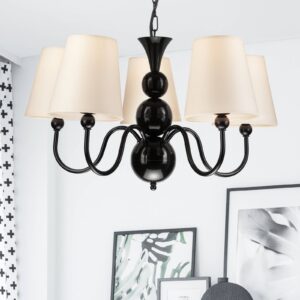 Svítidlo Euluna černá/bílá ocel/tkanina