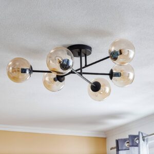 Svítidlo Euluna černá/jantarová kov/sklo