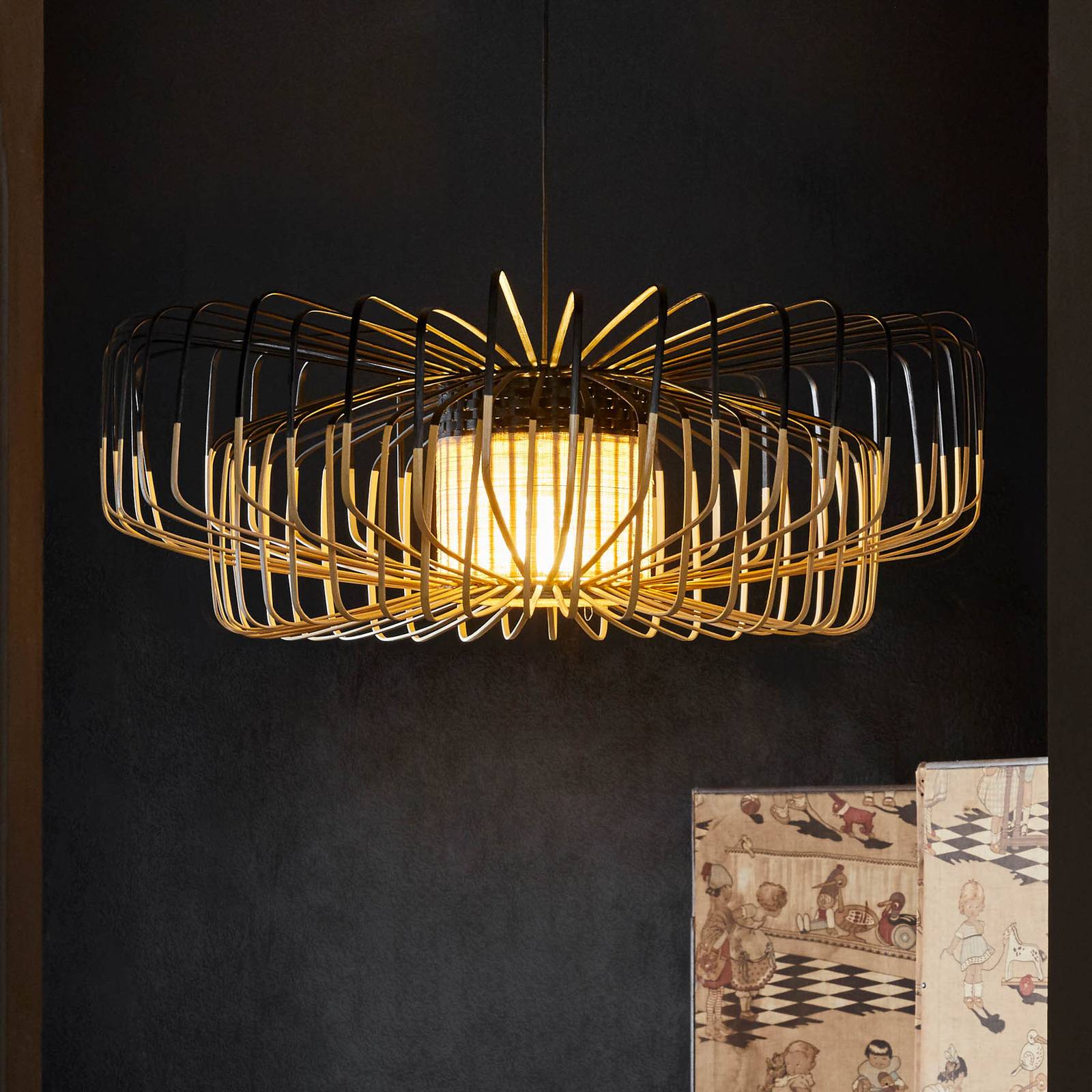 Svítidlo Forestier černá/přírodní bambus