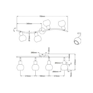 Svítidlo Nino Lightning černá/opálová bílá kov/sklo