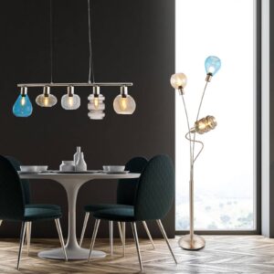 Svítidlo Nino Lightning matný nikl/modrá/jantarová/kouřově šedá kov/sklo