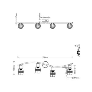 Svítidlo Nino Lightning černá/hnědá kov/ratan