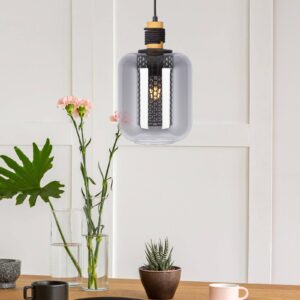 Svítidlo Nino Lightning černá/kouřově šedá/světle hnědá kov/sklo/dřevo