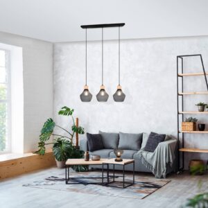 Svítidlo Reality Leuchten černá/světlé dřevo kov/dřevo