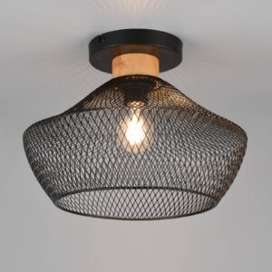 Svítidlo Reality Leuchten černá/světlé dřevo kov/dřevo