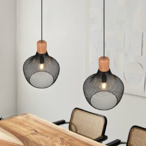 Svítidlo Reality Leuchten černá/světlé dřevo kov/dřevo